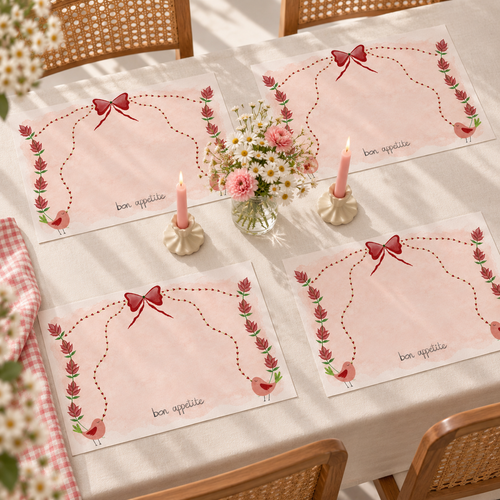 Bon Appétit Birdie Paper Placemats — Pack of 6