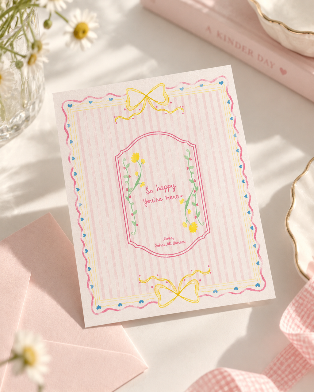 So Happy You’re Here | Personalised Welcome Postcards