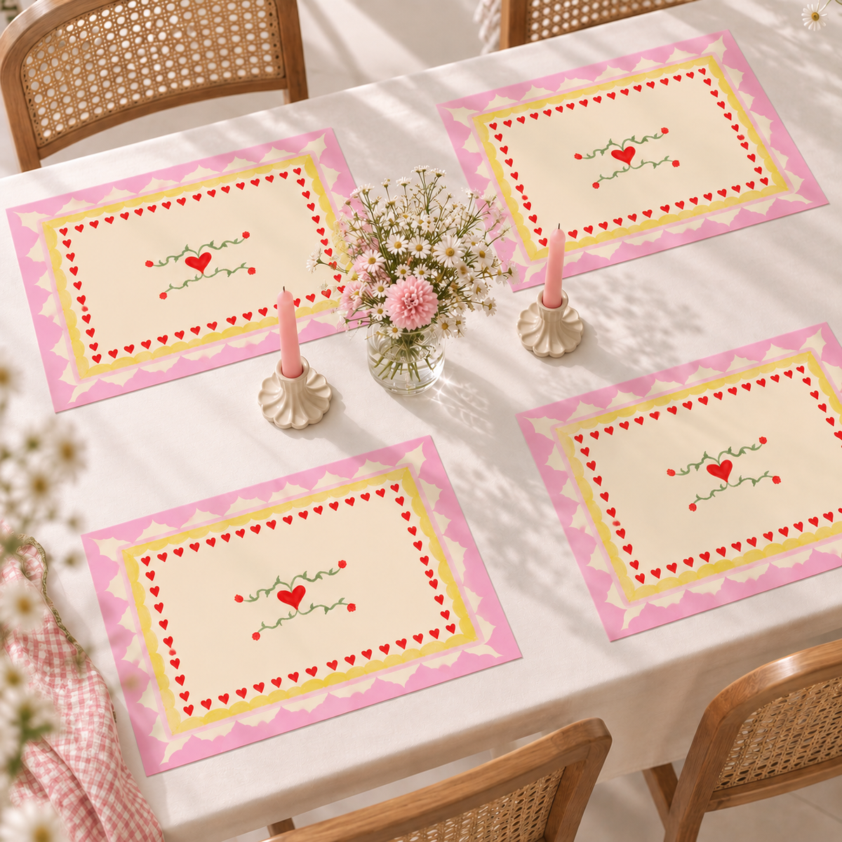 Sweetheart Garden Paper Placemats — Pack of 6